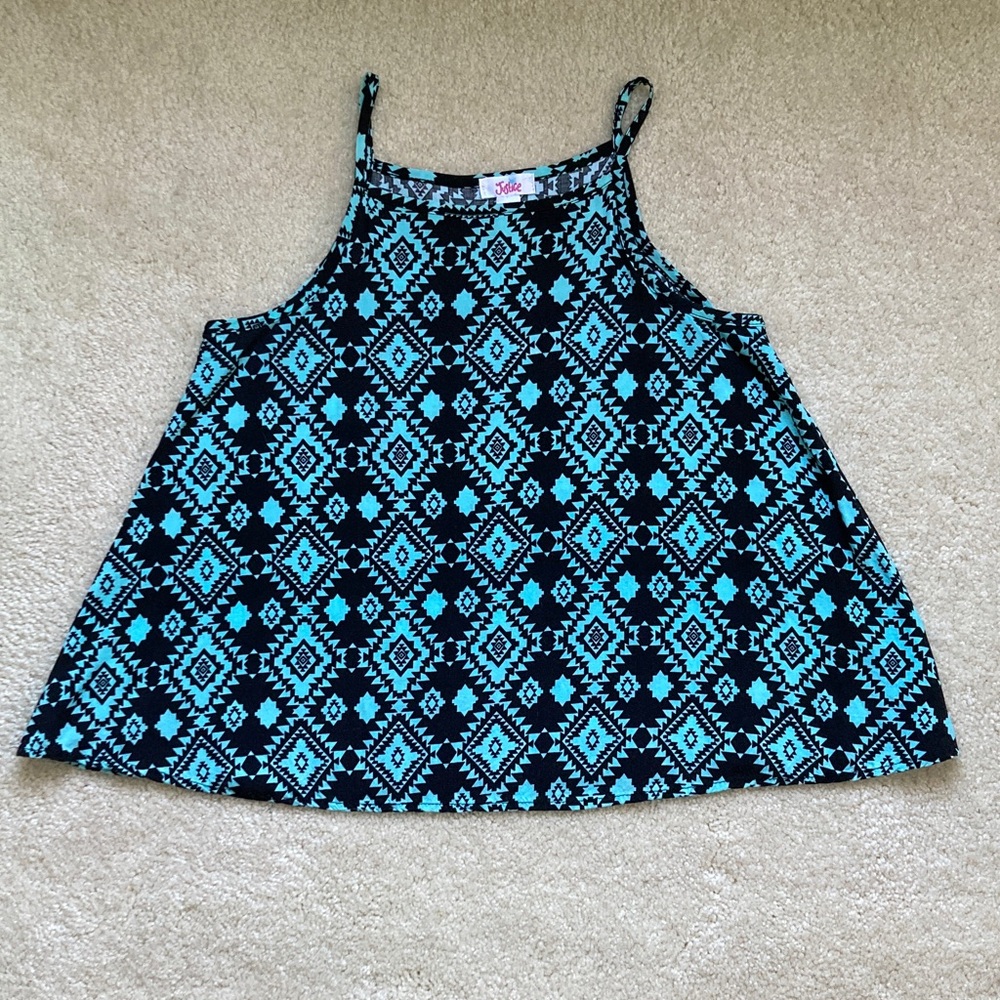 Justice Black and Blue Geometric Tank Top - Size 18